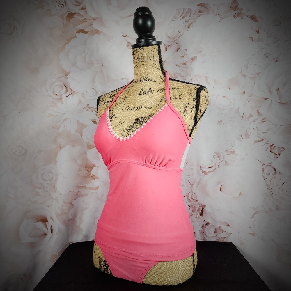 Bawdy Pink Halter Top Tankini